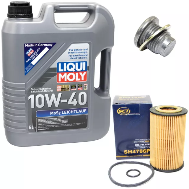 Motoröl Set 10W-40 5 Liter + Ölfilter SH 4786 P + schraube für Renault Twingo