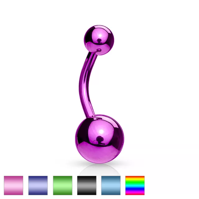Titanium IP on 316L Surgical Steel Navel Belly Button Ring 14g