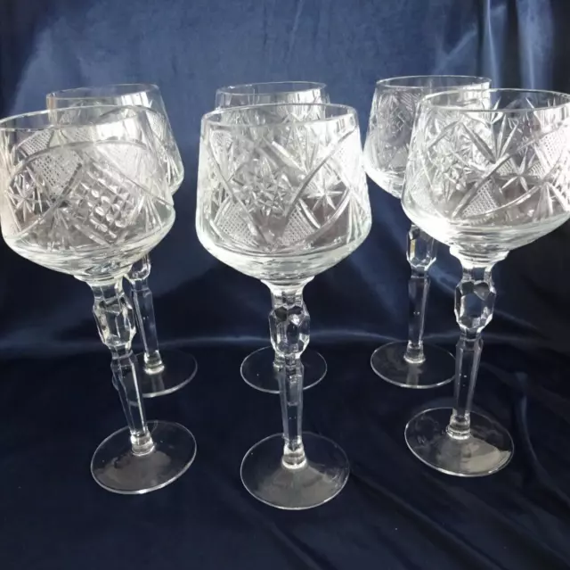 6 Weingläser Römer Bleikristall Transparent reich geschliffen Pressglas H 21cm