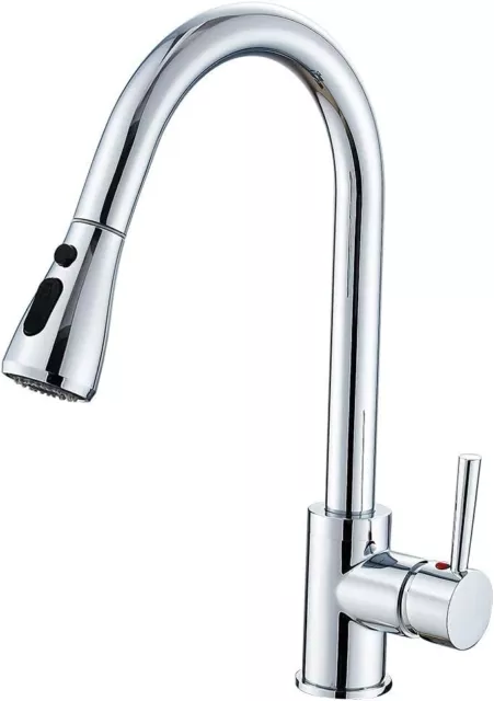 Kitchen Sink Mixer Tap w/Pull Down Sprayer Single Handle High Arc UK Fittings