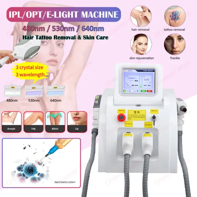 2IN1 E-light/OPT/IPL Laser Tattoo Hair Removal Skin Rejuvenation SHR Machine PRO