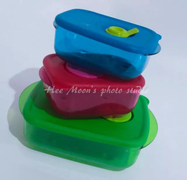 New Tupperware Colorful Collectible Rock N /Vent N Serve Containers 3 Set