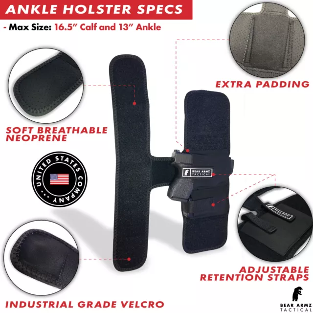 Ankle Holster for Concealed Carry by Bear Armz Tactical | Universal Fit | BUG 2