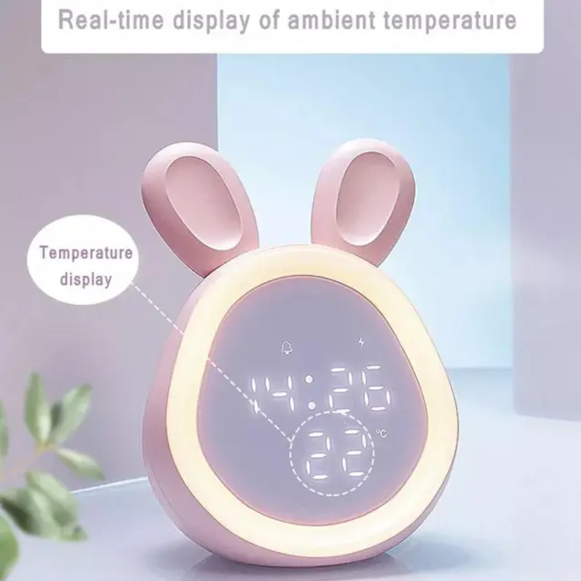 Cartoni animati a forma di orecchio coniglio display digitale ricaricabile luce notturna allarmexp