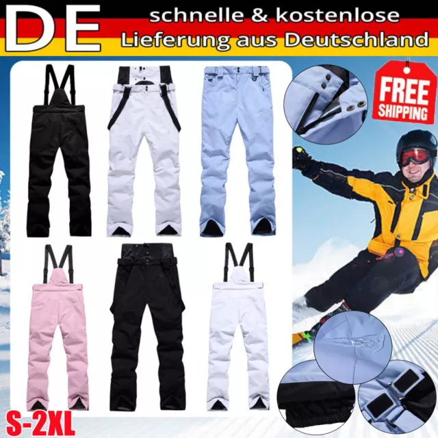 Wasserdicht Schneehose Ski Hose Winter Snowboardhose mit Träger Herren Damen DEU