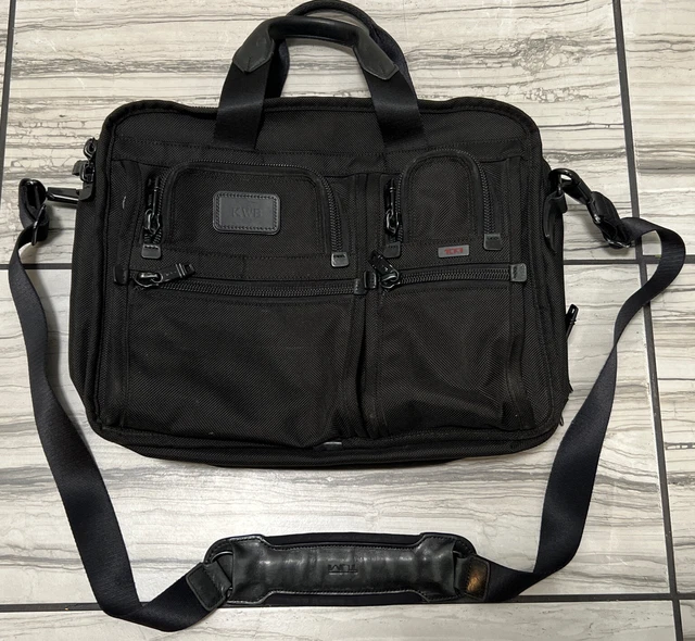 TUMI ALPHA Briefcase Black Ballistic Nylon Expandable File Laptop Bag 26141DH