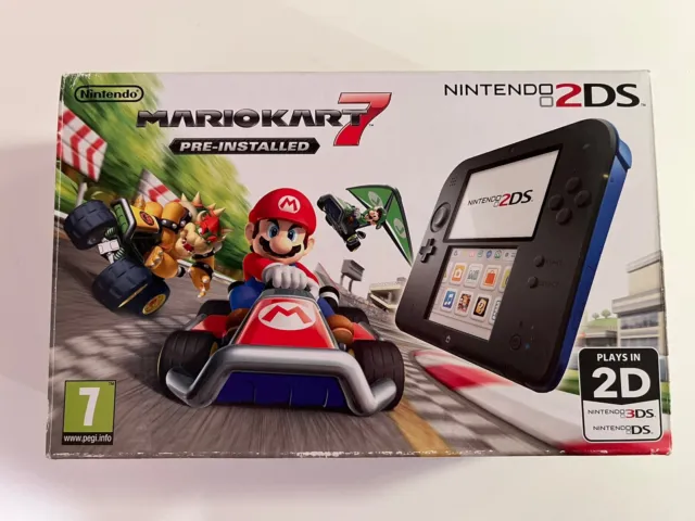 Nintendo 2DS Console with Mario Kart 7 - Black/Blue - Boxed Excellent condition
