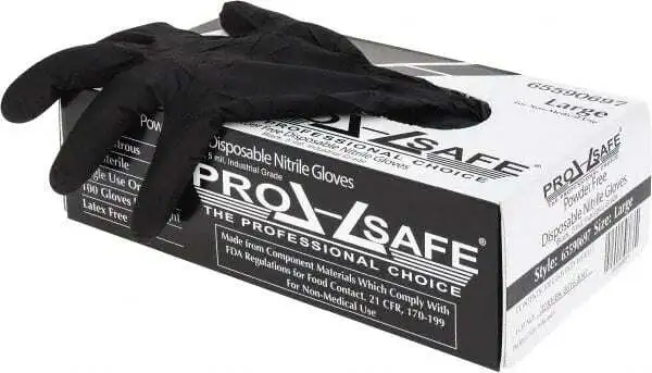 100 Pack PRO-SAFE GL6B-5MPFL Disposable Gloves, Size Large, 5 mil, Nitrile