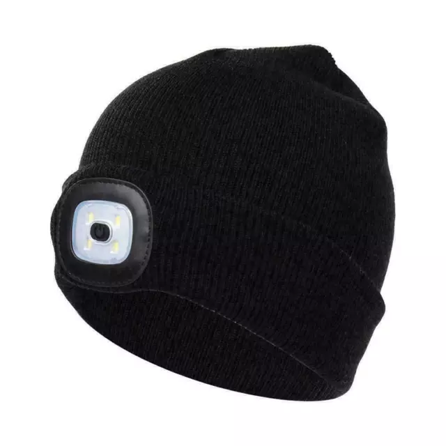 Unisex LED Thermal Beanie Hat With USB Rechargeable Battery 5 Hour Powered Light