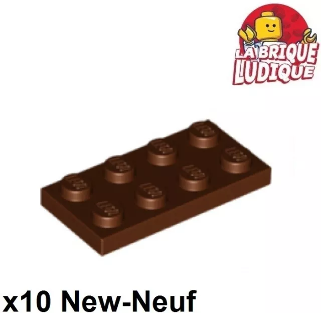 Lego 10x Plaque Plate 2x4 4x2 marron/reddish brown 3020 NEUF