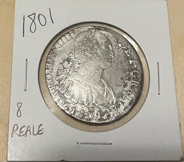 1801 Peru ME 8 Reales Silver Coin Carolus III