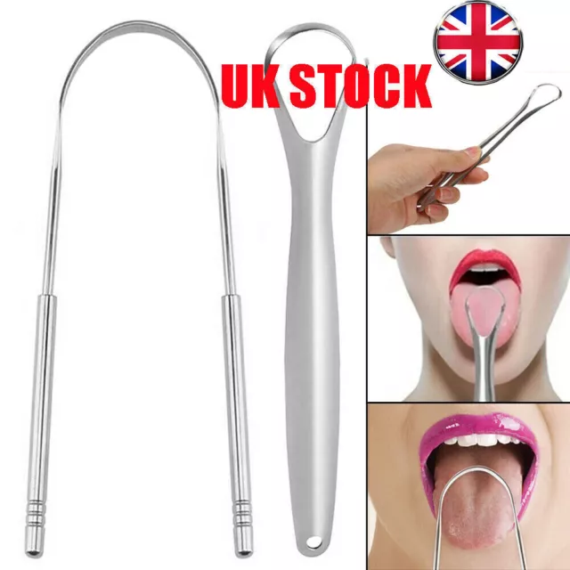 2 x Stainless Steel Tongue Tounge Cleaner Scraper Dental Care Hygiene Oral Mouth