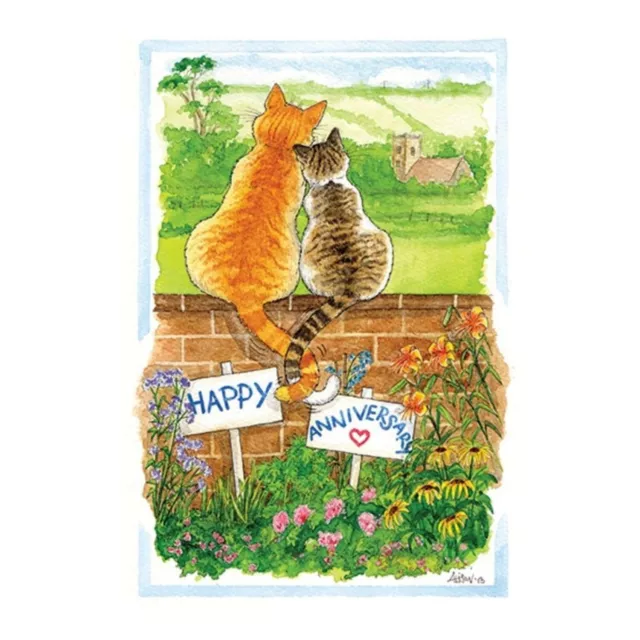 Cat Anniversary Greeting Card Alisons Animals Cartoon Blank Inside & Envelope