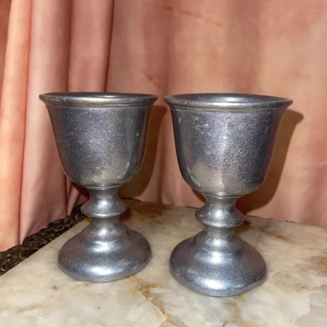 2-Vintage Wilton Armetale RWP Pewter Wine/Water Goblets 5 1/8" Tall Made in USA