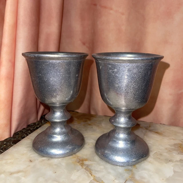 2-Vintage Wilton Armetale RWP Pewter Wine/Water Goblets 5 1/8" Tall Made in USA