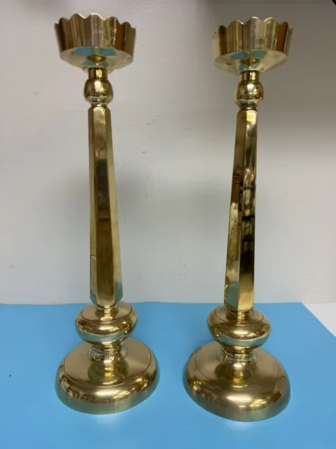 Brass Candlesticks Candle Holders Solid HEAVY Pair Ornate 16.25"