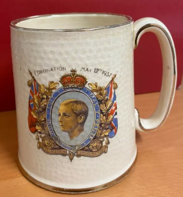 Rare Vintage Coronation King Edward VIII 1937 Commemorative Yellow Tankard-RY11