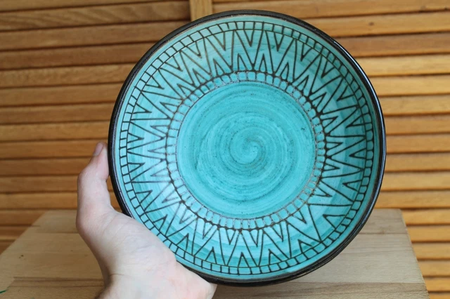 Magnifique Céramique Plat Assiette Signée Alain Maunier Bleue