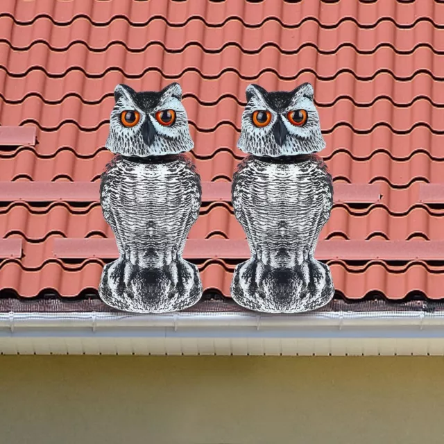 2 esculturas de espantapájaros de búho falso cabeza giratoria,búho  para jardín, 2