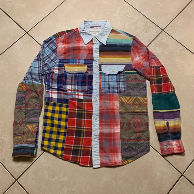 Ralph Lauren Denim & Supply Patchwork Aztec Western Sportsman Plaid Shirt S VTG