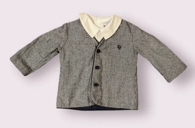 Vintage Christian Dior Enfant Wool Blend Jacket And Dress Shirt Set Size 2T