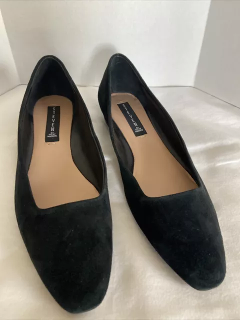 Steven by Steve Madden Bantry Black Suede Leather Ballet Flats Shoes Size 9.5