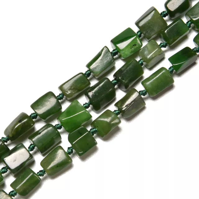 Natural Nephrite Jade Faceted Cylinder Tube Beads Size 8x10mm 15.5" Strand