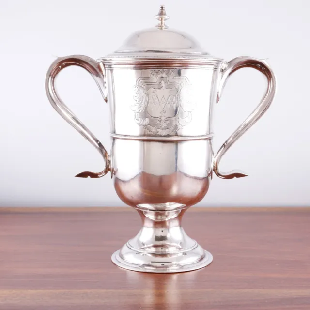 John Langlands Ii Newcastle Georgian Sterling Silver 2 Handled Covered Cup 1800