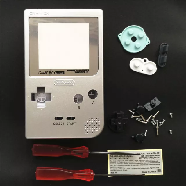 Silver Housing Shell Case & Silver Lens For Nintendo Game Boy Pocket GBP