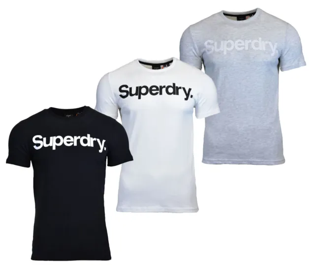 T-shirt uomo Superdry New York logo manica corta collo a vite nero bianco ghiaccio screziato