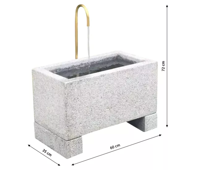 Gartenbrunnen Salzburg mit Wasserhahn aus Granit/Metall 60 x 72 x 35 cm, Dehner 2