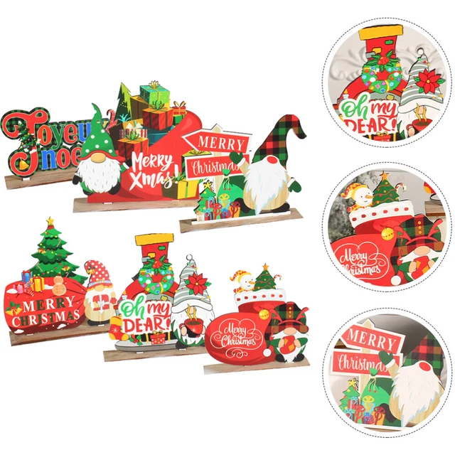 6 Pcs Weihnachtsschmuck Aus Holz Hölzern Holzzwerg Dekor Weihnachtstischschmuck