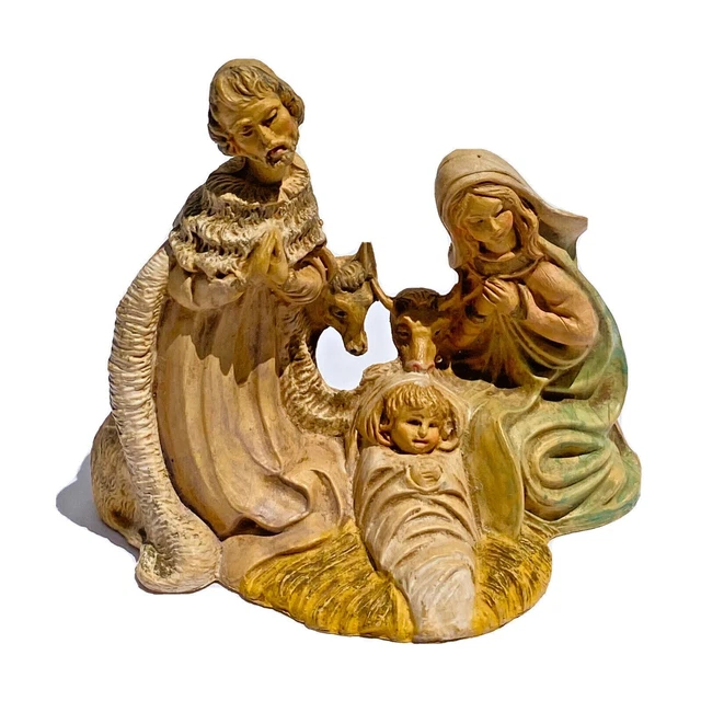 Willow Tree The Holy Family, Mary Holding Jesus, And Joseph, Richly Colored And Carved Foundation Piece For Nativity Collection, Sculpted