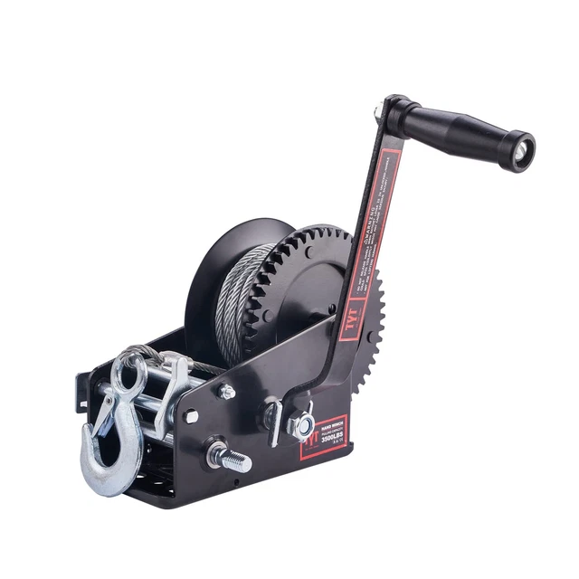 TYT Hand Winch 3500LBS Heavy-duty Hand Crank w/ 33FT Steel Cable for Boat/SUV