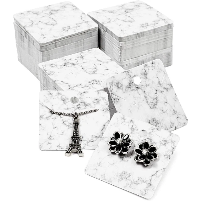 300x Marble Jewelry Display Cards Holder for Earring, Necklace Selling, 2 x 2 In