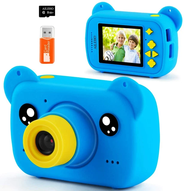 Kids Cute Cartoon Bear Digital Camera, 2" 1080P Screen, 8Mp & 8Gb Memory Card