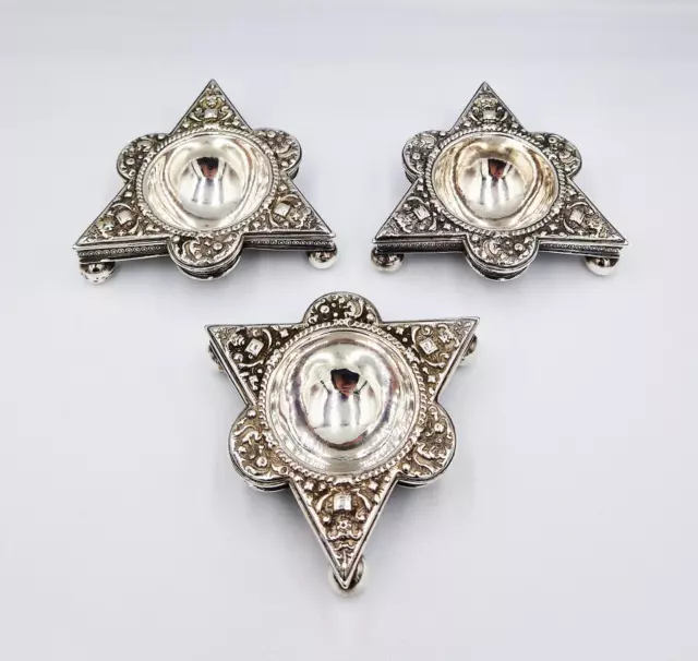 Fine VICTORIAN STERLING SILVER RENAISSANCE STYLE TRENCHER SALTS Sheffield 1871