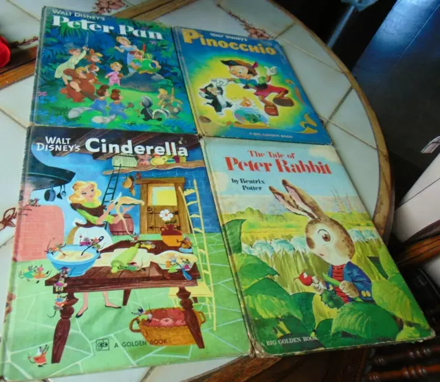 Walt Disney's Lot 4 A Big Golden Book 1976-78  Hardcover Cinderella Pinocchio ++