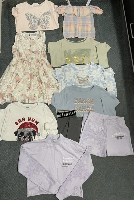 Girls Clothing Bundle Age 9-10yrs Dress Leggings T-shirt Long Sleeve Top - Pink