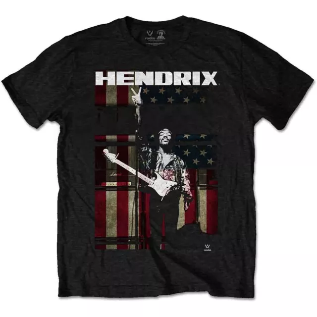 Jimi Hendrix Peace Flag T-Shirt Black New