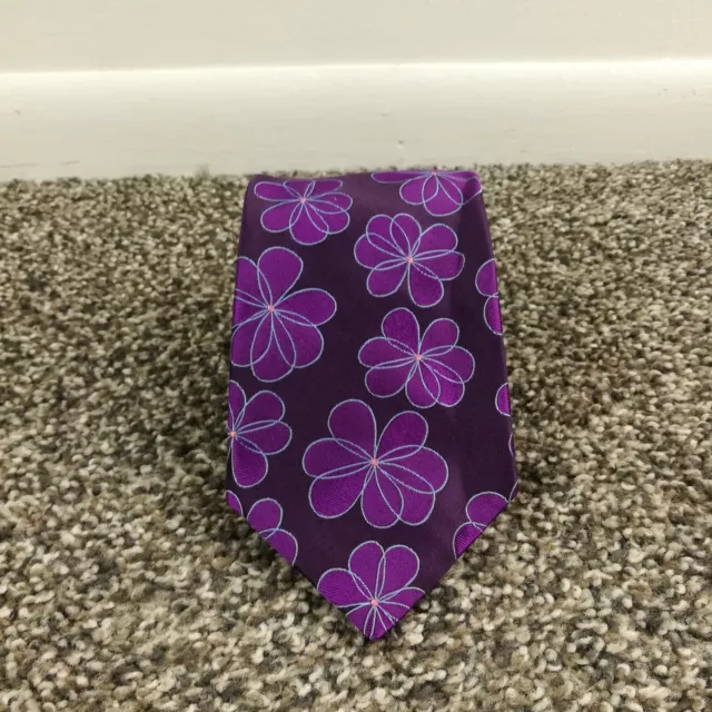 Ted Baker London Neck Tie Silk Purple Floral Hand Made 58L 3.5W