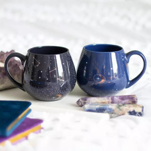 Constellations Crescent Moon Stars Zodiac Celestial Blue Tea Coffee Mug Gift