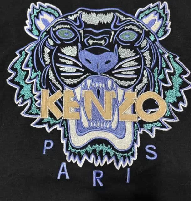 Kenzo Paris Embroidered Tiger Shirt * XXL 2XL* Designer Black T Shirt