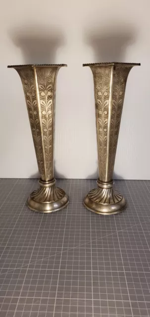 VASE ETCHED DESIGN SOLID BRASS 12" made in india (2)