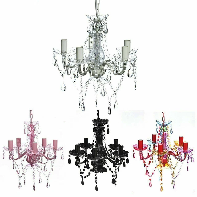 Crystal Ceiling Light 5 Bulbs Chandelier Pendant Acrylic Glass Christal Lamp