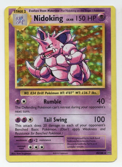 Nidoking - XY Evolutions Set - 45/108 - Holo - Pokemon Card - EXC / NM