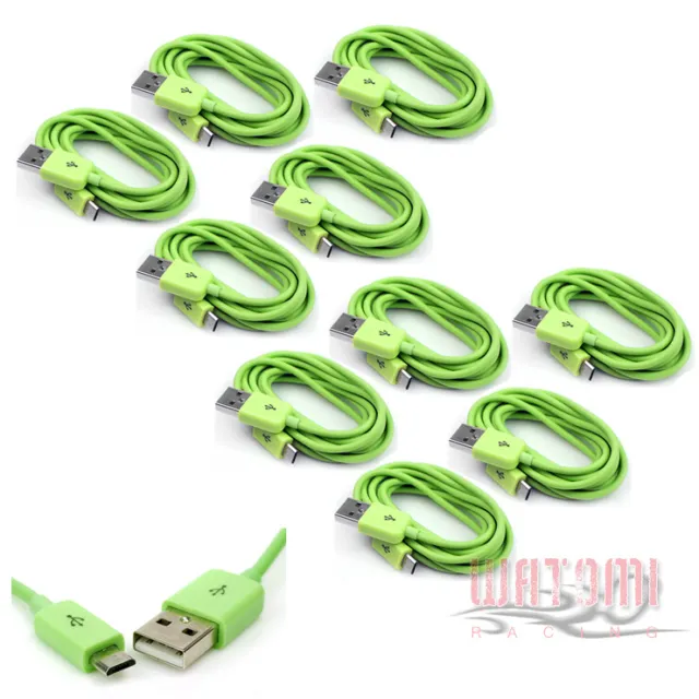 10X 10Ft Micro Usb Sync Power Charger Cable Green For Galaxy S4 Siii Note 2