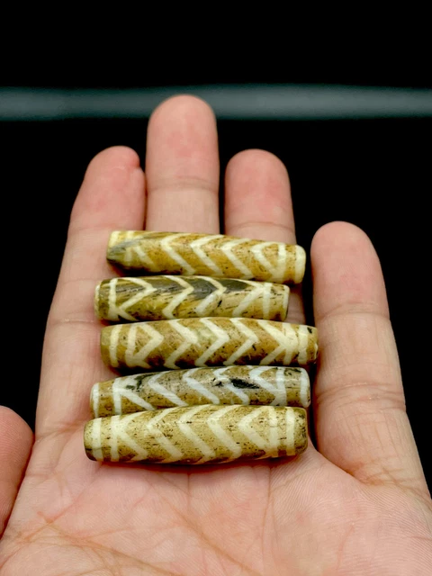 5 Ancient Eye South Asian Burmese Antiques Trade Pumtek Bead Late 19 C. 51mm 2