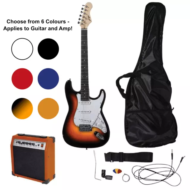 Johnny Brook Strat Style Guitar Kit With 20W Amplifier & Accessories - 6 Colours