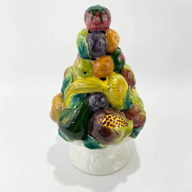 Majolica Italy Fruit Topiary Centerpiece Bowl Italian Mid Century